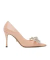 Mach&mach Pointed Double Bow High Heels In Nude