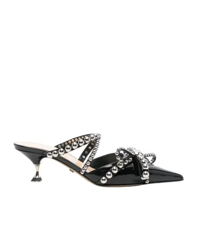 Mach&mach Pointed High-heeled Muller Shoes In Black