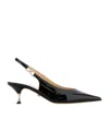 Mach&mach Crystal Bow Pointed Toe Slingback In Black