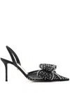 Mach&mach Mach & Mach Pointed Toe Slingback Pumps With Bow Detail In Gray
