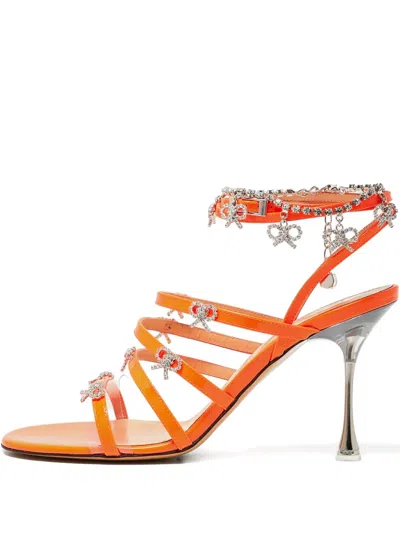 Pre-owned Mach&mach  90mm Camille Sandals In Orange