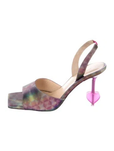 Pre-owned Mach&mach Printed Slingback Sandals In Purple