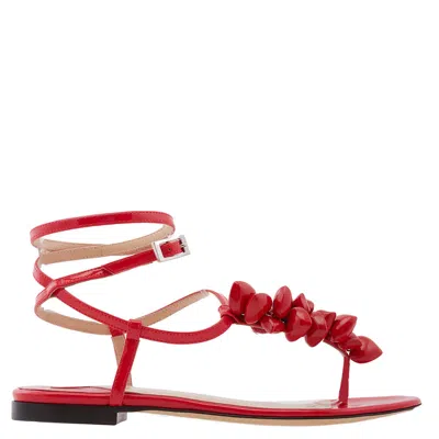 Mach&mach Puffy Heart Thong Sandals In Red