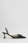 Mach&mach Crystallised Corset Slingback Pumps In Black