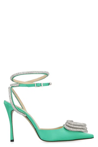 Mach&mach Mach & Mach Pumps Satin Slingback Pumps In Green
