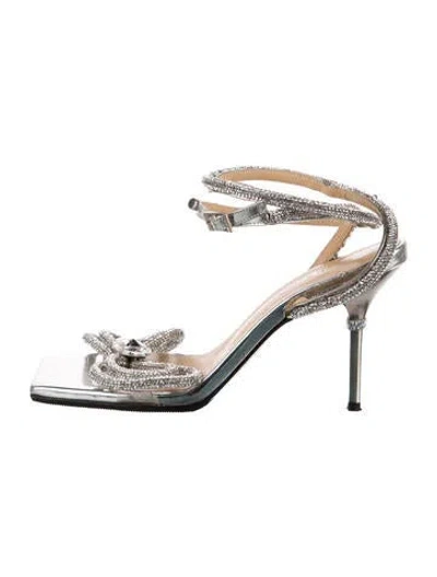 Pre-owned Mach&mach Pvc Bow Accents D'orsay Pumps In Silver