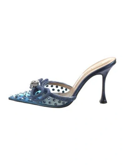 Pre-owned Mach&mach Pvc Bow Accents Mules In Blue
