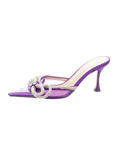 Pre-owned Mach&mach Pvc Bow Accents Mules In Purple