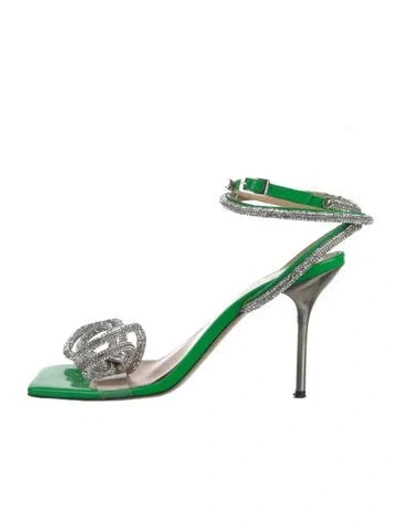 Pre-owned Mach&mach Pvc Bow Accents Sandals In Green