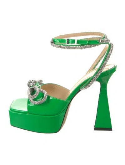 Pre-owned Mach&mach Pvc Bow Accents Slingback Pumps In Green