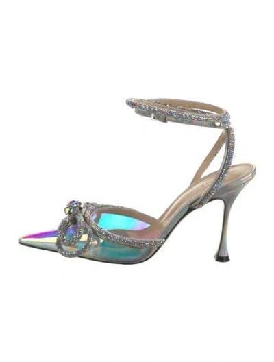 Pre-owned Mach&mach Pvc Bow Accents Slingback Pumps In Metallic/silver