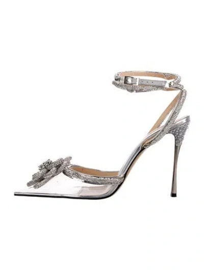Pre-owned Mach&mach Pvc Bow Accents Slingback Pumps In Silver