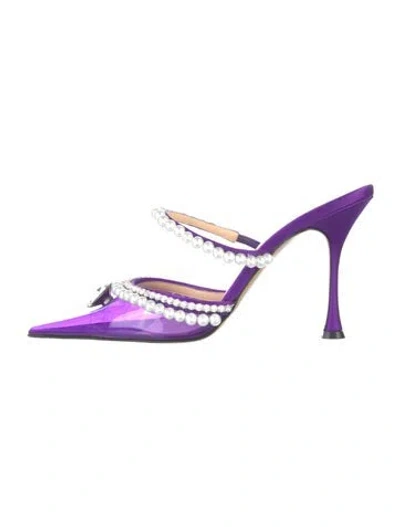 Pre-owned Mach&mach Pvc Crystal Embellishments Mules In Purple