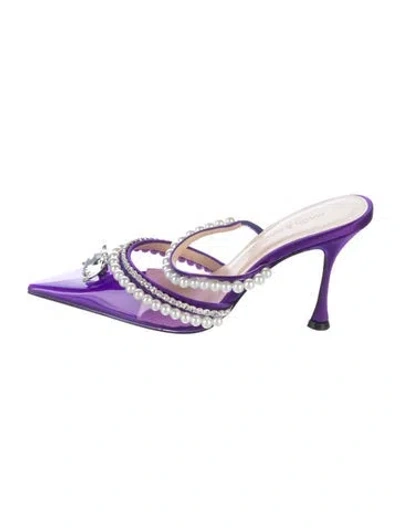Pre-owned Mach&mach Pvc Crystal Embellishments Mules In Purple