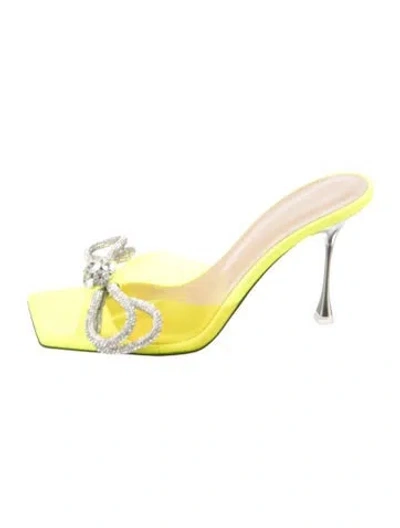 Pre-owned Mach&mach Pvc Crystal Embellishments Slides In Yellow