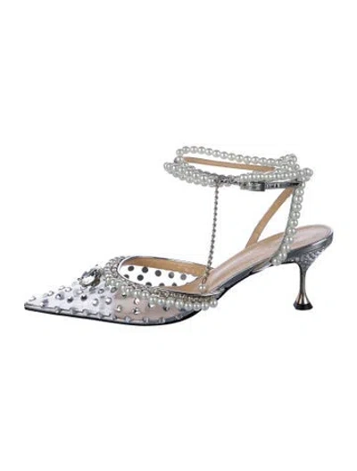 Pre-owned Mach&mach Pvc Crystal Embellishments Slingback Pumps