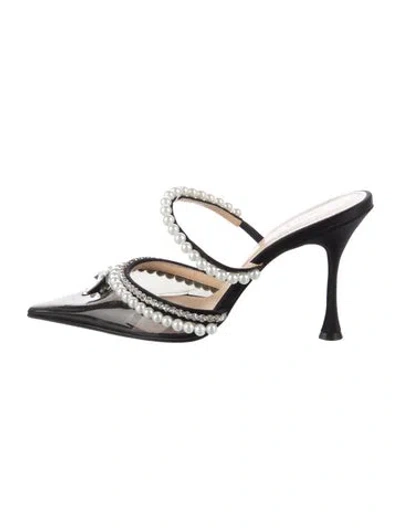 Pre-owned Mach&mach Pvc Crystal Embellishments Slingback Pumps In Black