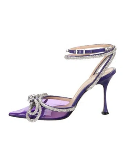 Pre-owned Mach&mach Pvc Crystal Embellishments Slingback Pumps In Purple
