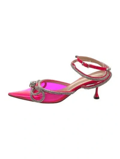Pre-owned Mach&mach Pvc Patterned Slingback Pumps In Pink