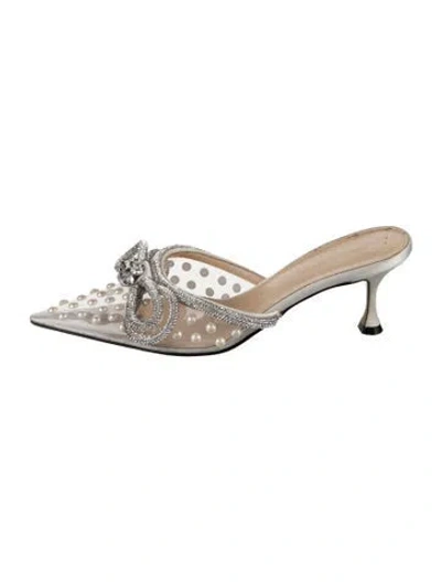Pre-owned Mach&mach Pvc Polka Dot Print Mules In Metallic/silver