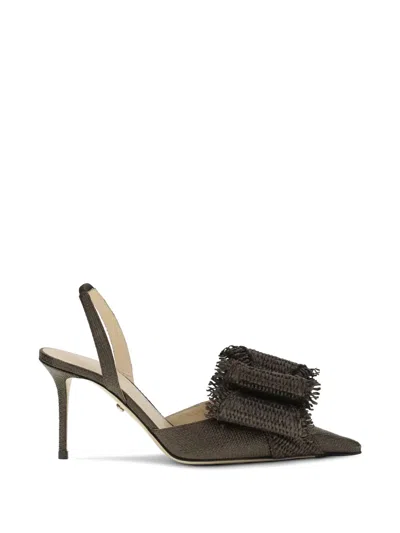 Mach&mach Raffia Fringed Slingback Sandals In Multi