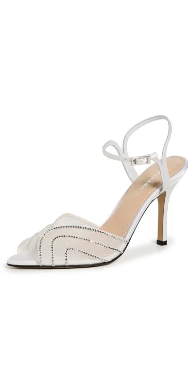 Mach&mach Rainbow Trim Satin Sandals White In Silver