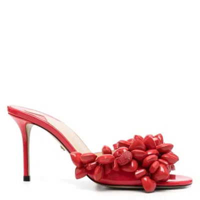 Mach&mach Red Puffy Heart Mules