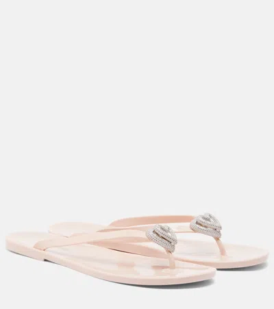 Mach&mach Riviera Embellished Thong Sandals In Pink