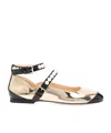 Mach&mach Leather Ballet Flats Stud Detailing In Nude