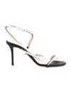 Mach&mach Mach & Mach Sirene Satin Round Toe Pearl Sandals Shoes In White
