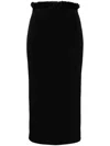 Mach&mach Stretch-tulle Frill-trim Pencil Skirt In Black