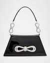 Mach&mach Samantha Medium Double Bow Patent Top-handle Bag In Black