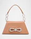 Mach&mach Samantha Double Bow Satin Shoulder Bag In Brown