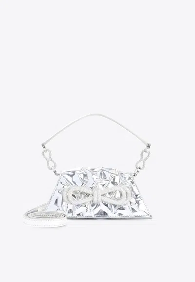 Mach&mach Samantha Double Bow Shoulder Bag In Silver