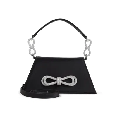 Mach&mach Samatha Double Bow Satin Black Silk Shoulder Bag