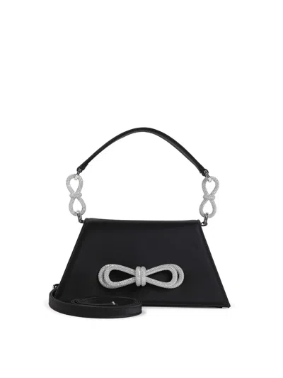 Mach&mach Samatha Double Bow Satin Shoulder Bag In Black