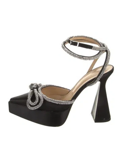 Pre-owned Mach&mach Satin Bow Accents D'orsay Pumps In Black