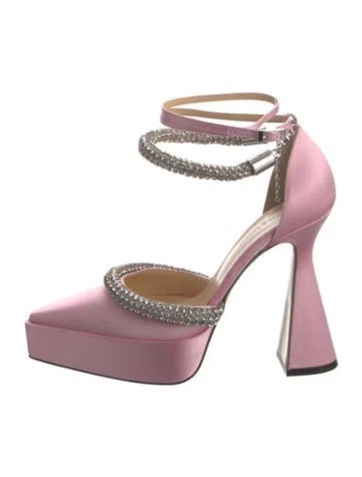 Pre-owned Mach&mach Satin Bow Accents D'orsay Pumps In Pink