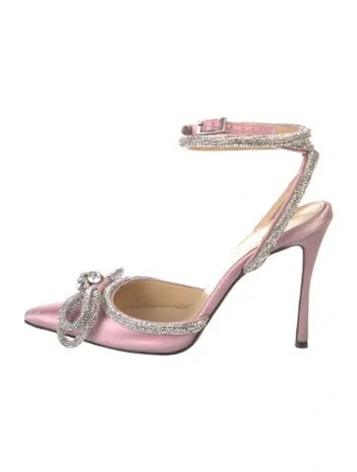 Pre-owned Mach&mach Satin Bow Accents D'orsay Pumps In Pink