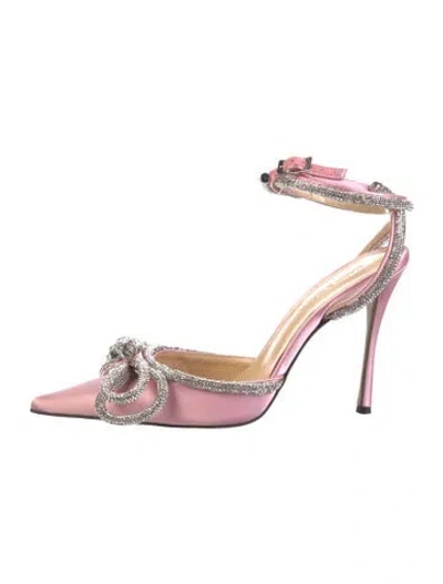 Pre-owned Mach&mach Satin Bow Accents D'orsay Pumps In Pink