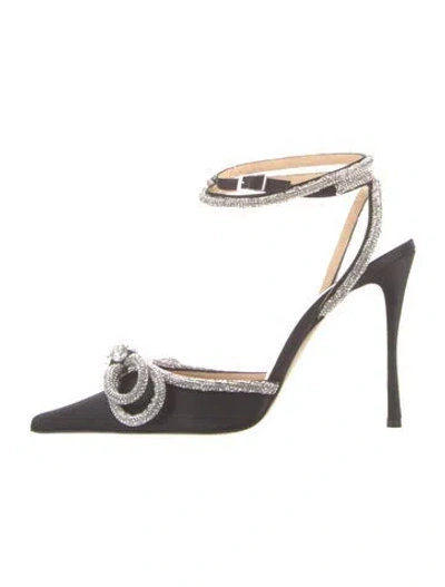 Pre-owned Mach&mach Satin Bow Accents D'orsay Pumps W/ Tags In Black