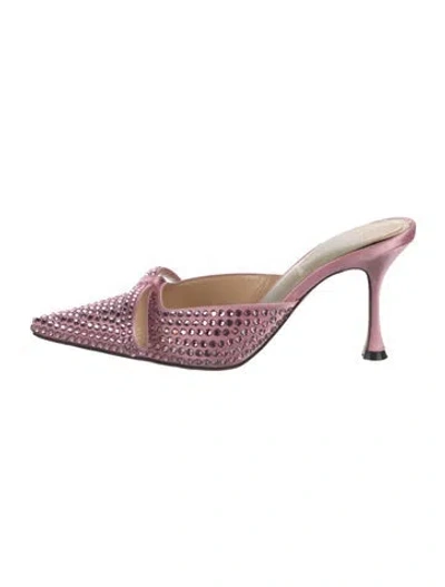 Pre-owned Mach&mach Satin Bow Accents Mules In Pink