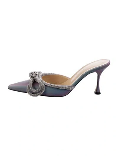 Pre-owned Mach&mach Satin Bow Accents Mules In Purple