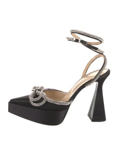 Pre-owned Mach&mach Satin Bow Accents Pumps In Black