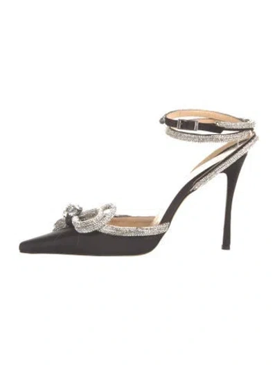 Pre-owned Mach&mach Satin Bow Accents Pumps In Black