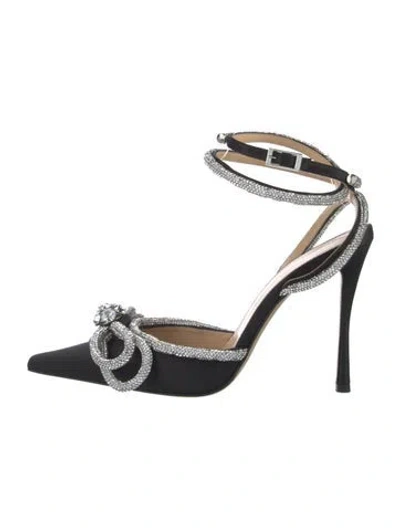 Pre-owned Mach&mach Satin Bow Accents Pumps In Black