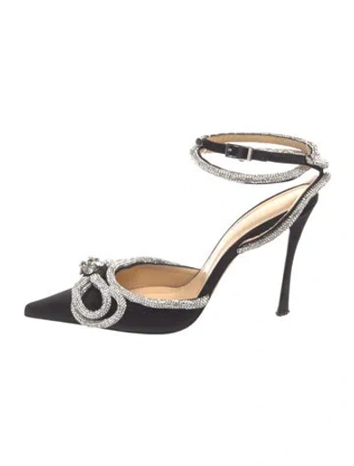 Pre-owned Mach&mach Satin Bow Accents Pumps In Black