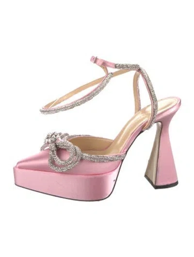 Pre-owned Mach&mach Satin Bow Accents Pumps In Pink