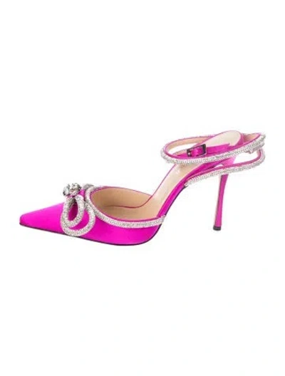 Pre-owned Mach&mach Satin Bow Accents Pumps In Pink