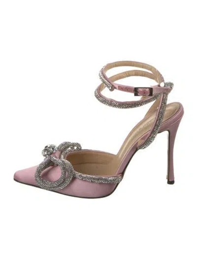 Pre-owned Mach&mach Satin Bow Accents Pumps In Pink